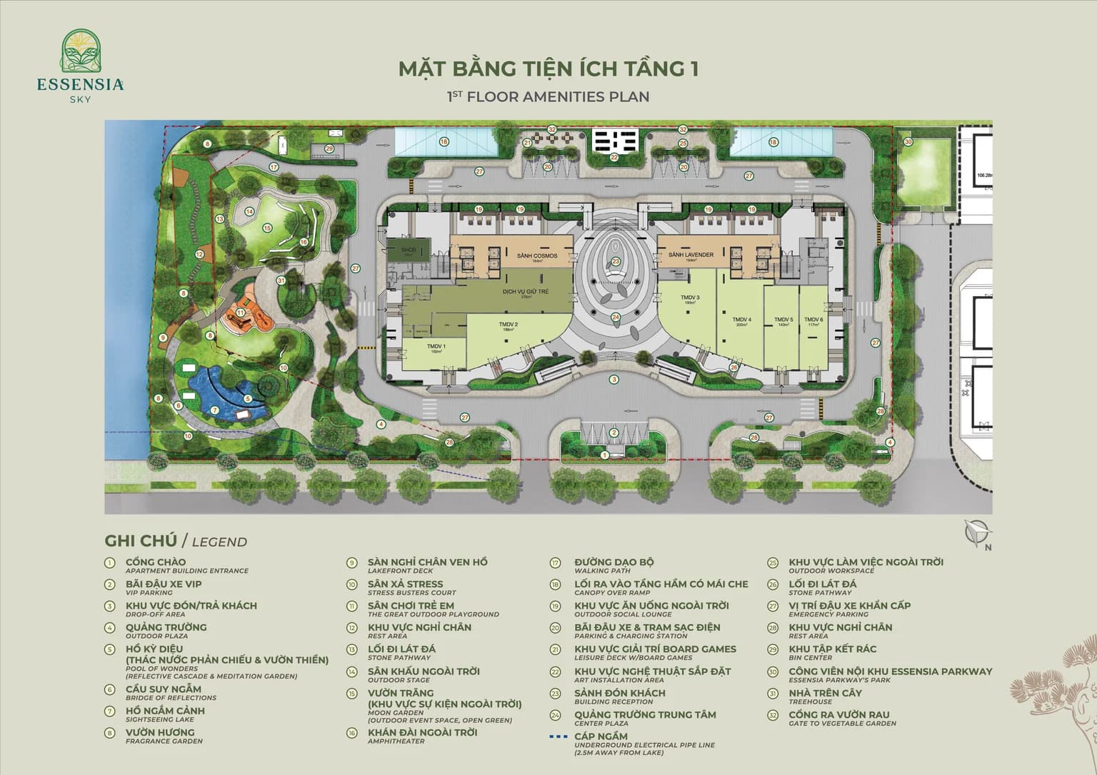 Mặt bằng Essensia Sky tầng 1