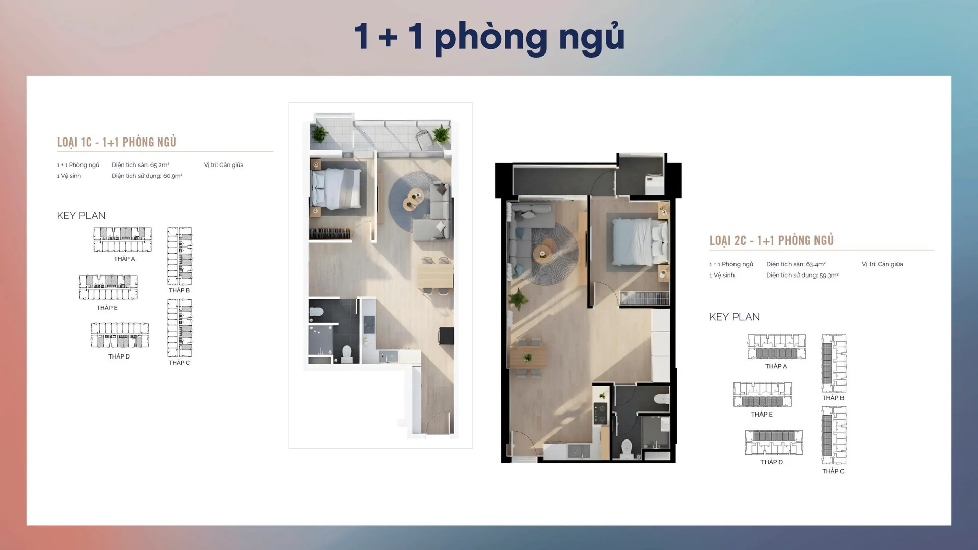 Mặt bằng căn hộ MT Eastmark City loại 1 phòng ngủ