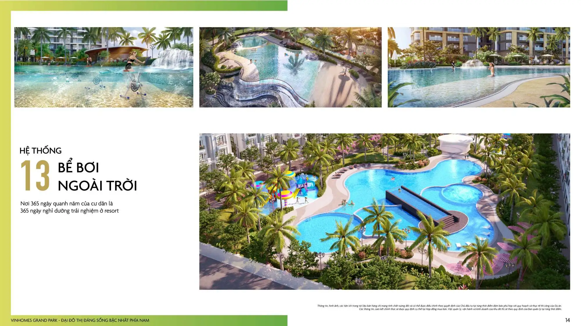 Tiện ích dự án Vinhomes Grand Park - Hệ thống bể bơi ngoài trời