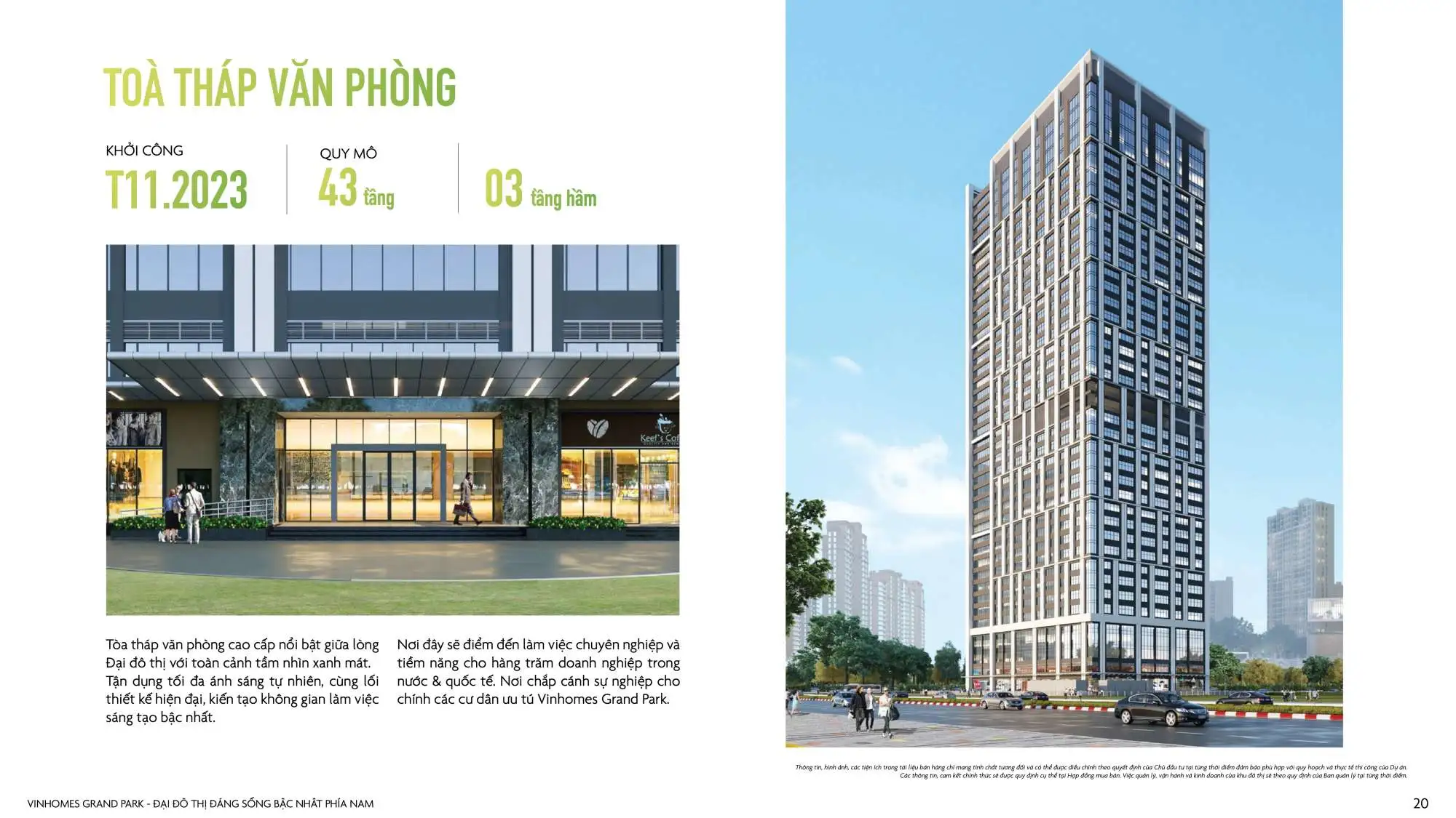 Tiện ích dự án Vinhomes Grand Park - Toà tháp văn phòng